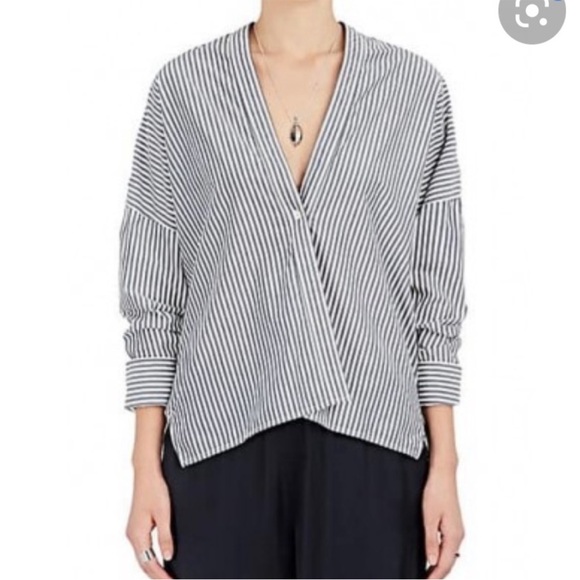 Nili Lotan Sabine Striped Shirt Single Button Blue White Stripe - Size XS - Picture 14 of 16